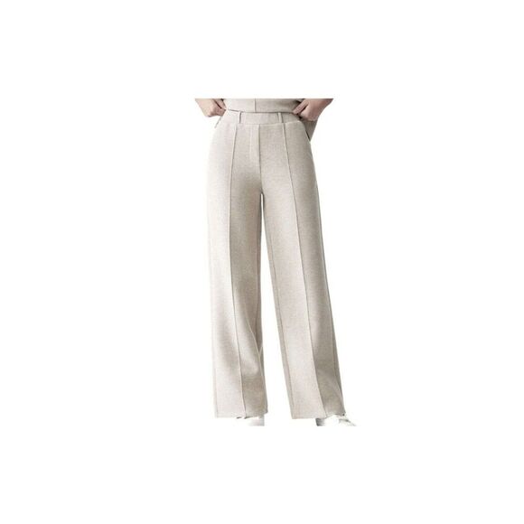 OGL FuzzLuxe Wool Blend High Waist Straight Leg Pull On Pants Beige Size Medium - Picture 4 of 7